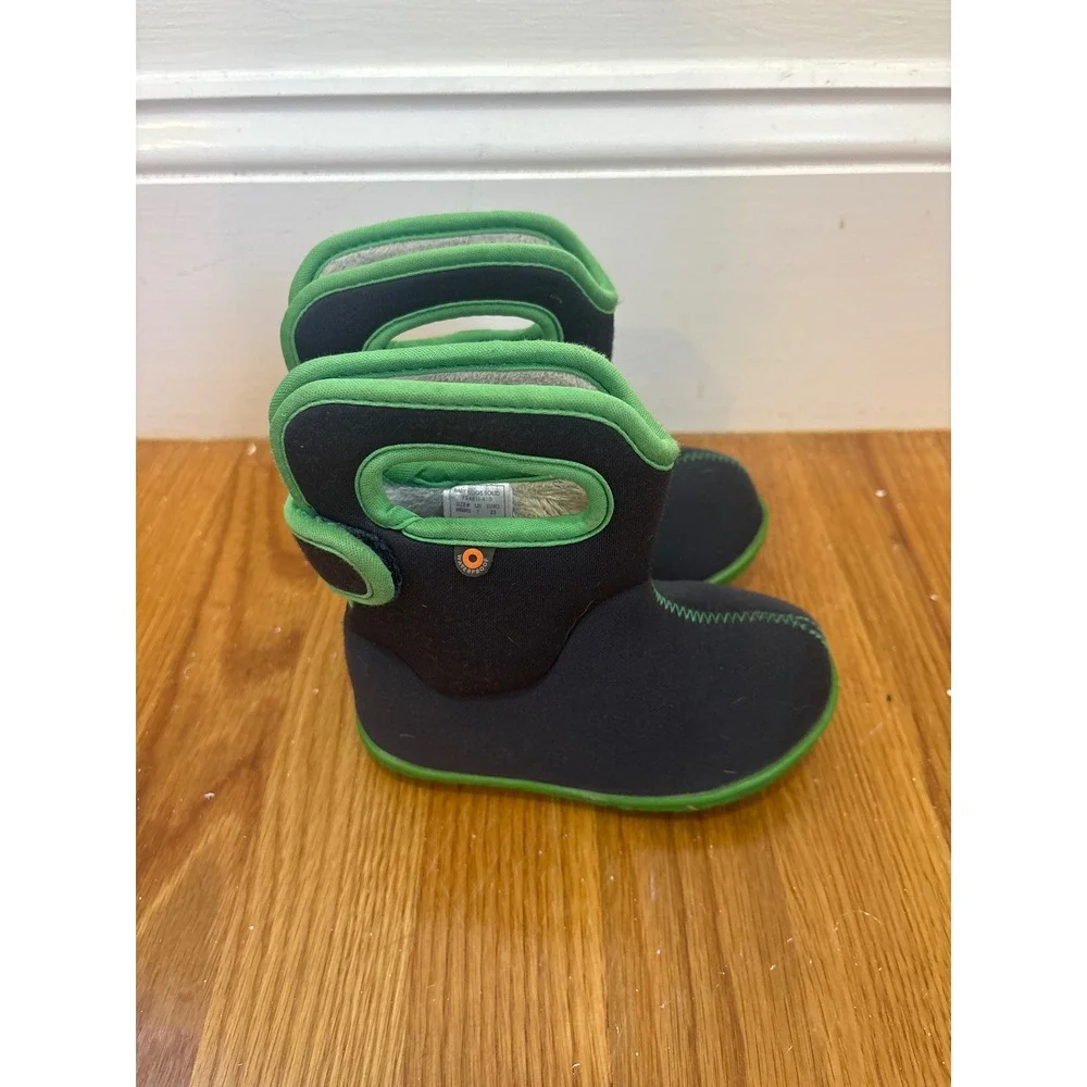 Bogs Baby Solid Black Green Waterproof Insulated Winter Boots Infants‎ 7